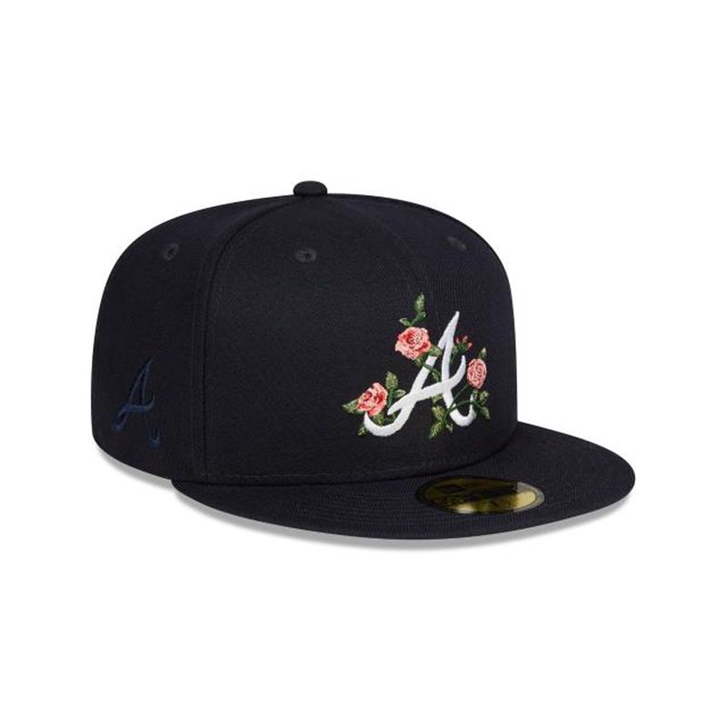 MLB Atlanta Braves Bloom 59Fifty Fitted (WOC3838) - Blue New Era Caps